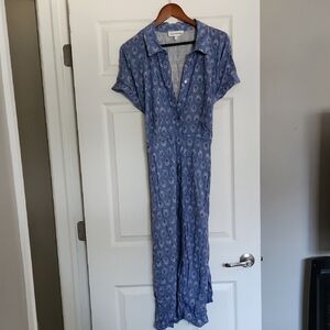 Lucky Brand Blue Patterned Midi Dress